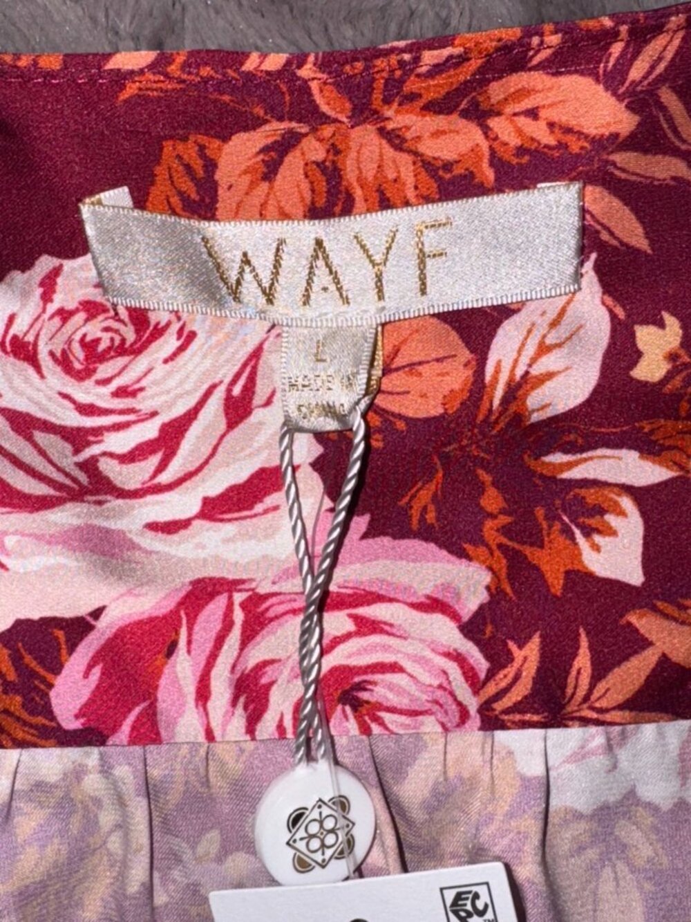 WAYF Womens Floral V-Neck Long Sleeve Blouse Large - Picture 3 of 10